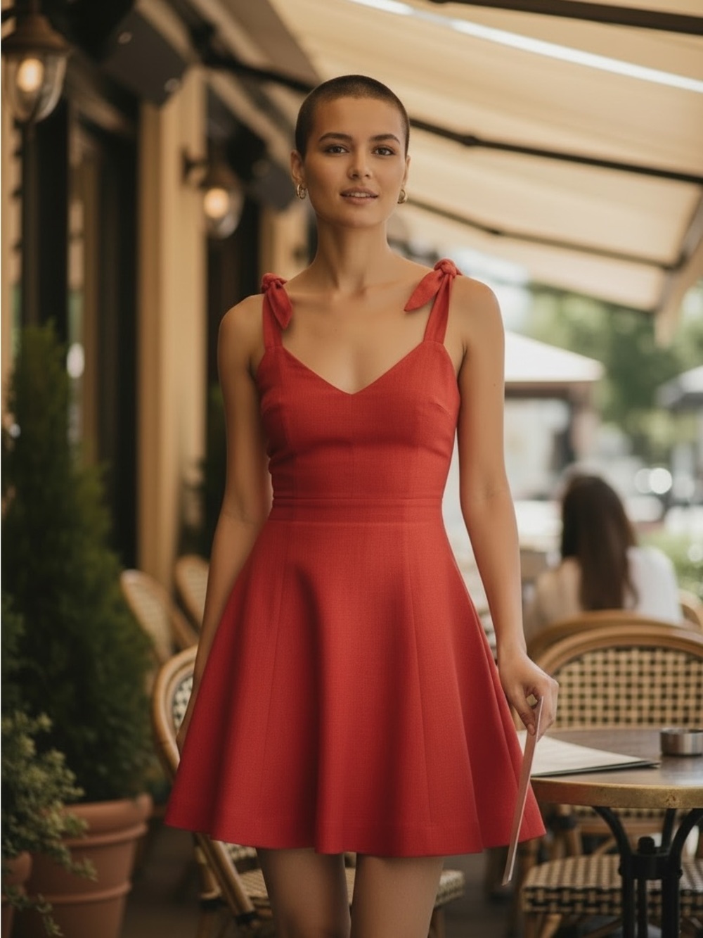 Olivaceous Red Tie Strap Mini Dress NWT Linen Blend Size S